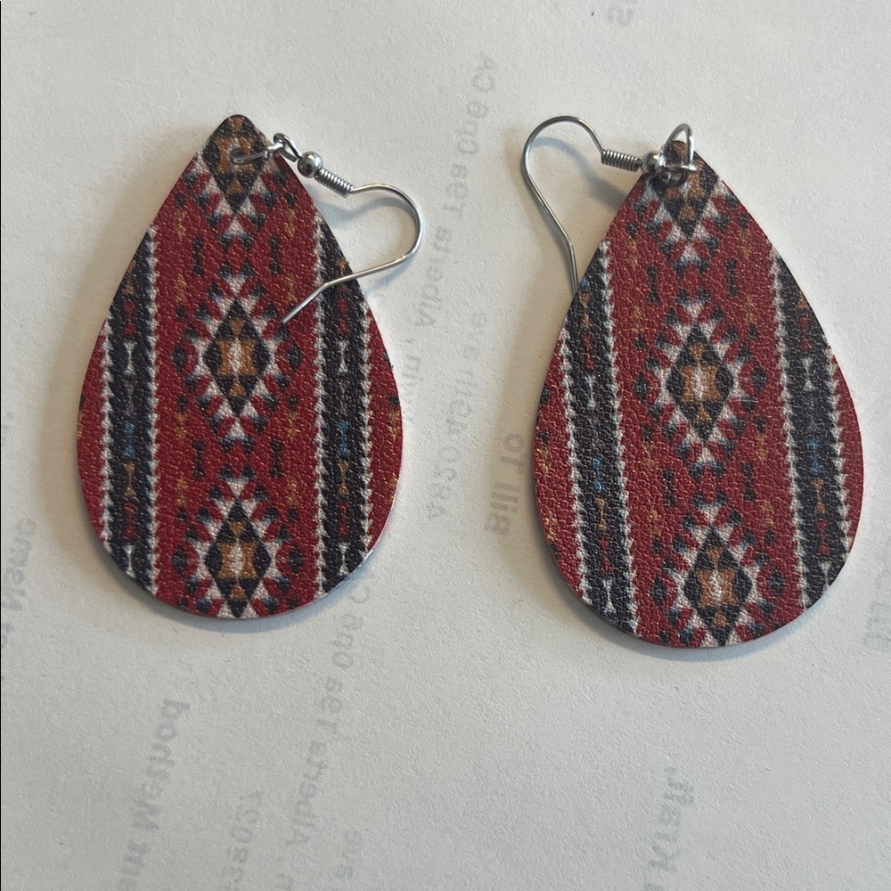 New Bohemian Red Teardrop Earrings